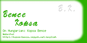 bence kopsa business card